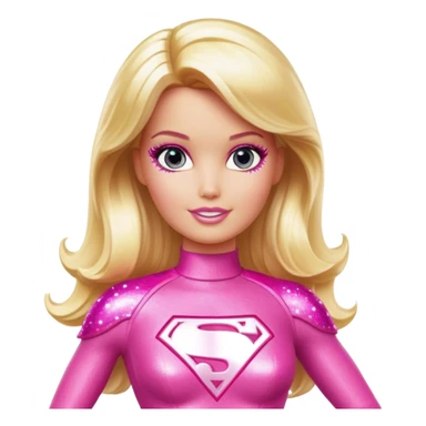 Blonde superhero Barbie with pink sparkly outfit  sticker