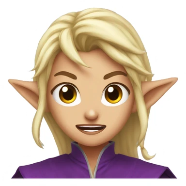 enraged angry, Noble female Elf with Elf ears and blonde hair and purple robes sticker