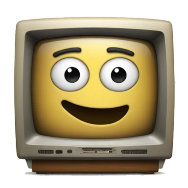 A tv with a face sticker