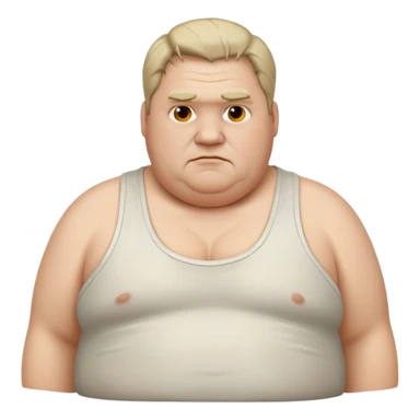 extremely obese middle aged white man in wifebeater with greasy hair and dirty appearance sticker