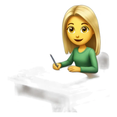 White Smart girl doing Homework on a desk sticker