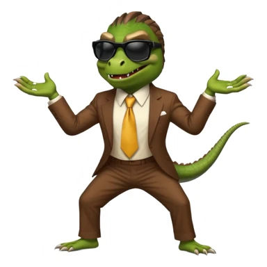 capitalist iguana banker godfather with black sunglasses breakdance scaring sticker