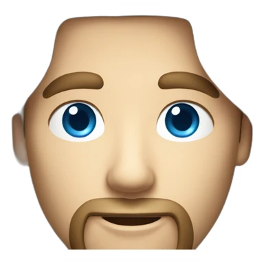 man with brown long hair, a beard and blue eyes holding an iphone sticker