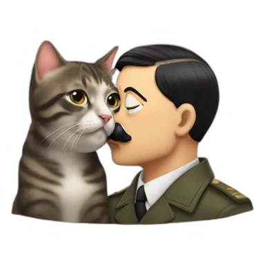 Hitler kissing cat sticker