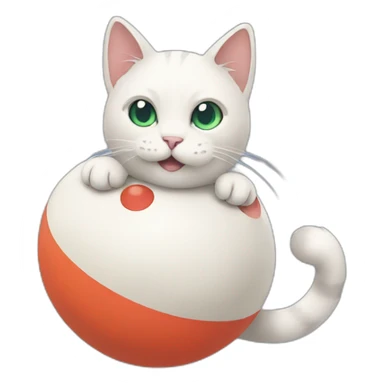 cat with pokemon ball sticker