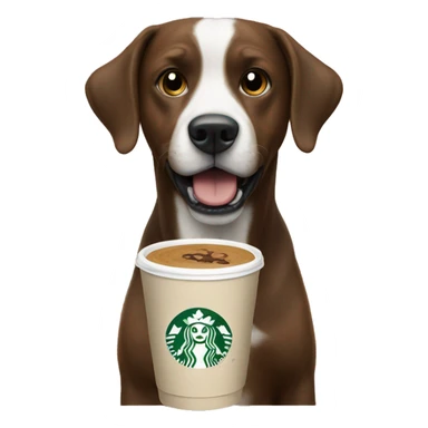 Dog with stqrbucks sticker