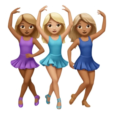 Emoji of 3 Girls dancing ONLY ONE with blonde hair, one tan skin with brown  hair ONLY ONE IS BLONDE sticker