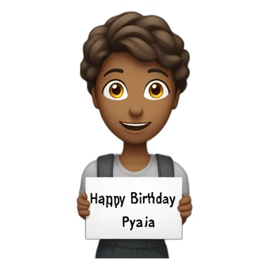 Person holding a sign that has “Happy Birthday Priya” sticker