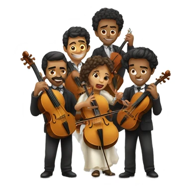 5 spanish dressed people, playing the strings sticker