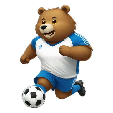 fat bear as soccer palyer running sticker