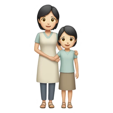 asian mother and daughter holding hands sticker