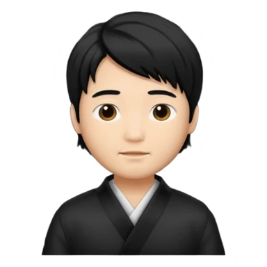 asian man with black curtains hair sticker