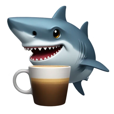 Shark drinking coffee sticker