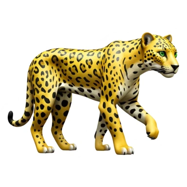cinematic-jaguar-realistic-full-body-standing on all fours-emoji,-sleek-powerful-frame-poised-for-action,-yellow-fur-adorned-with-bold-black-rosettes,-head-tilted-dramatically,-piercing-green-eyes-locked-onto-its-prey,-simplified-yet-realistic-focused-features,-highly-detailed,-glowing-with-an-almost-sarcastic-glow sticker