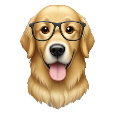 Create a golden retriever with glasses on a computer sticker