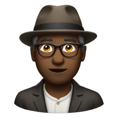 Black middle age man with glasses taking his Hat off  sticker