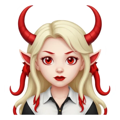 a long-haired devil girl with shirt sticker