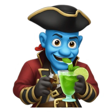 pirate Papa Smurf drinking mojito sticker