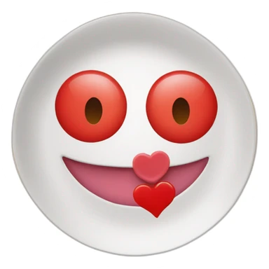 plate with a red heart with eyes drawn on it like “comme de garçons” sticker