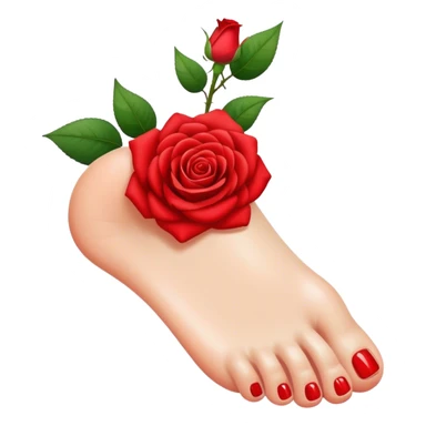 A red nails foot with a rose on it sticker