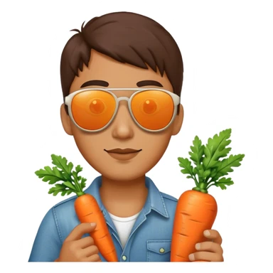 A man holding a carrot with sunglasses on sticker