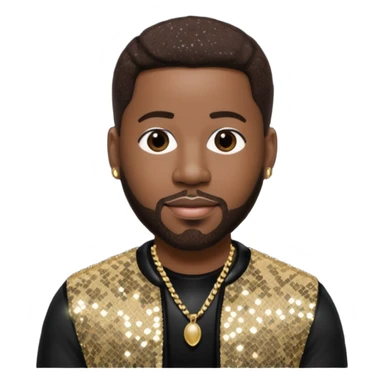 Wanya Morris from Boyz II Men with dark brown hair, black sequin outfit sticker