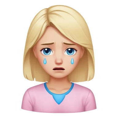 crying blue tears blonde woman. light pink shirt sticker