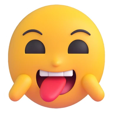 a 3D emoji-style face biting its lip, expressive, no text sticker
