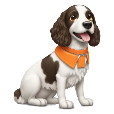 Small Munsterlander dog with orange collar  sticker