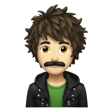 emo boy with shaggy hair and moustache sticker