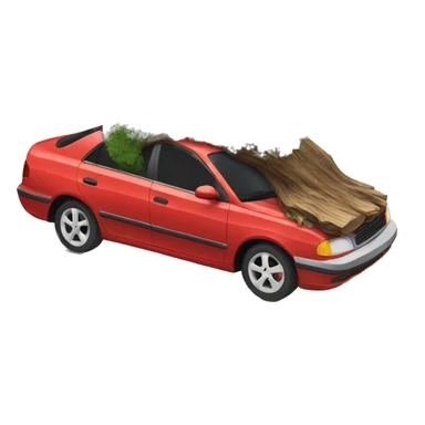 Car crushed by trees sticker