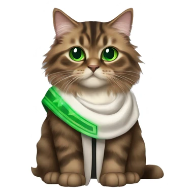 Brown and black Siberian cat with green eyes dressed as obi wan kenobi sticker