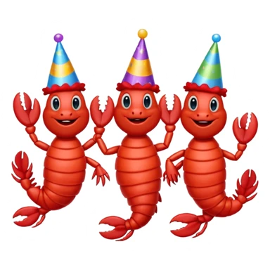 3 dancing lobsters in birthday caps sticker
