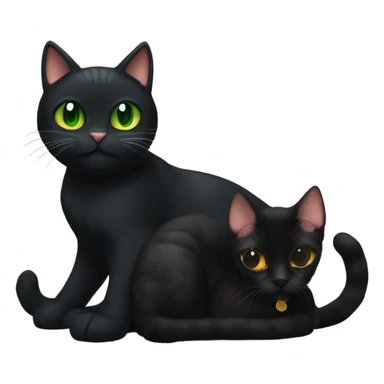 a black cat with green eyes is best friends with an orange cat sticker