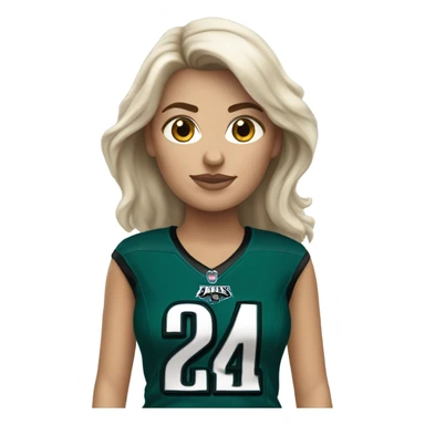  White female brunette wearing Philadelphia Eagles jersey sticker