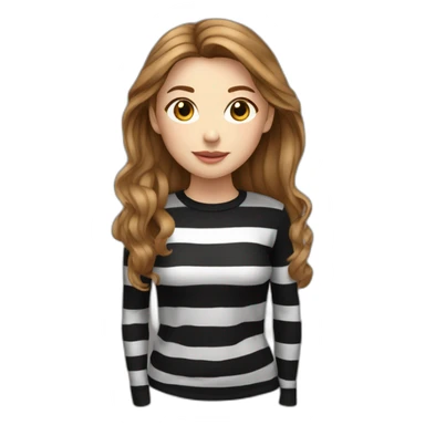 light brown hair woman black stripy long-sleeve sticker