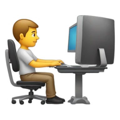 guy sitting at computer hunching forward bad posture sticker