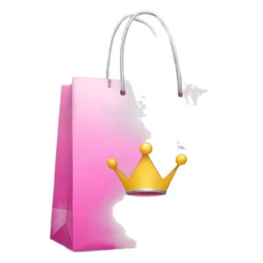 shopping bag pink with silver crown in front sticker