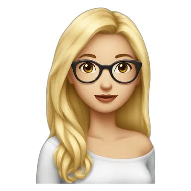 Fille blonde cheveux longs lunettes ronde noire yeux bleus sticker