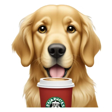 Golden retriever with Starbucks sticker