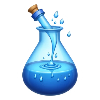Blue potion bottle open with the liquid falling out sticker