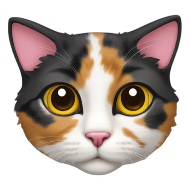 calico cat with a pink nose sticker
