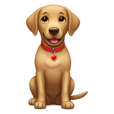 Happy sweet 6 year old light brown Labrador with a red collar  sticker