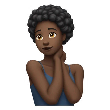 Black girl holding her neck sticker