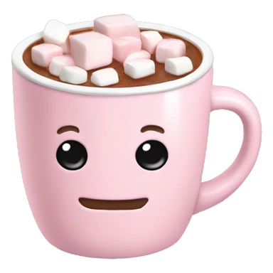 Light Pink mug of hot chocolate with marshmallows  sticker