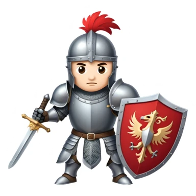 medieval knight in full armour fighting with a huge feather his sword sticker