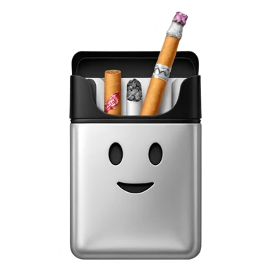 Minimalistic cigarette pack emoji, metallic black and white sticker