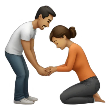 Woman on knees facing man sticker