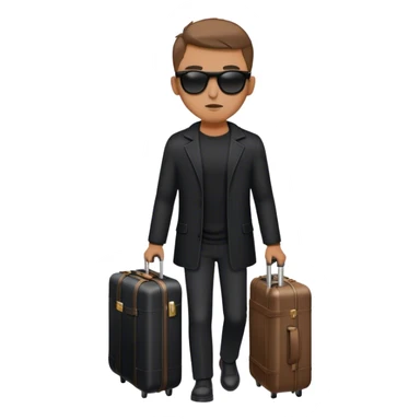 mysterious man in black with suitcase sunglases sticker