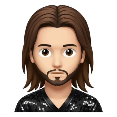 Tom Kaulitz with long brown hair, black sequin outfit  sticker